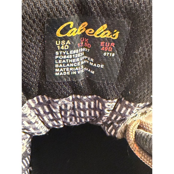 Cabelas Mens Hiking Shoes 14D Brown Gore-Tex Waterproof Vibram Sole 819637 main image 7